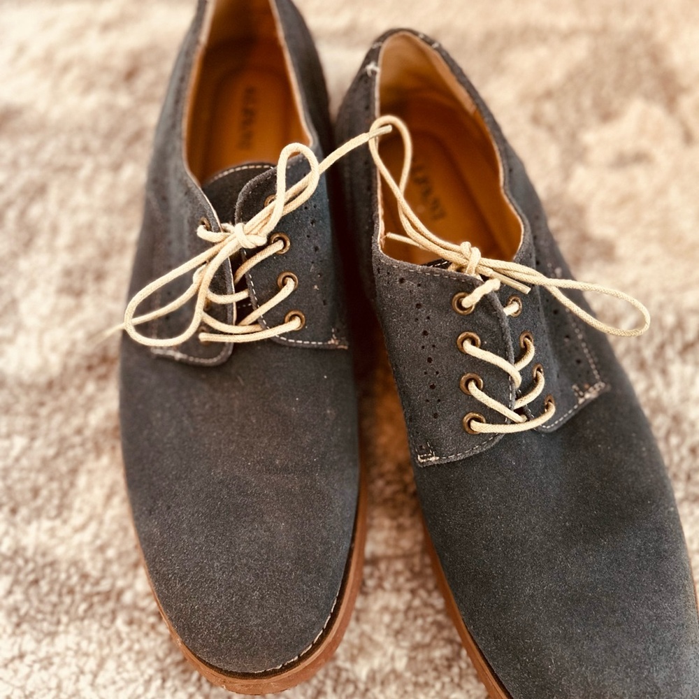 Alfani Blue Oxfords with Suede Material and Cream Laces